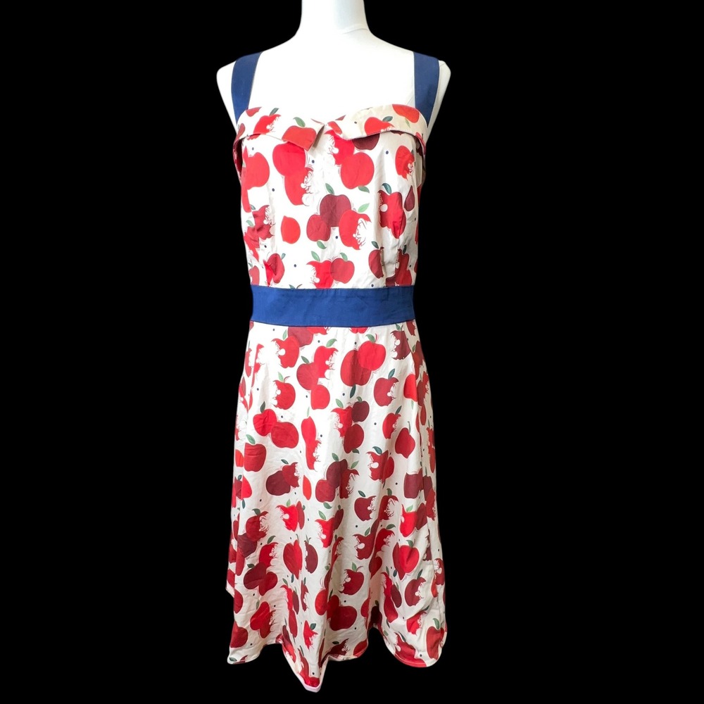 Snow White Apple Dress Womens 2X Red Blue Disney Parks Rockabilly Pinup READ